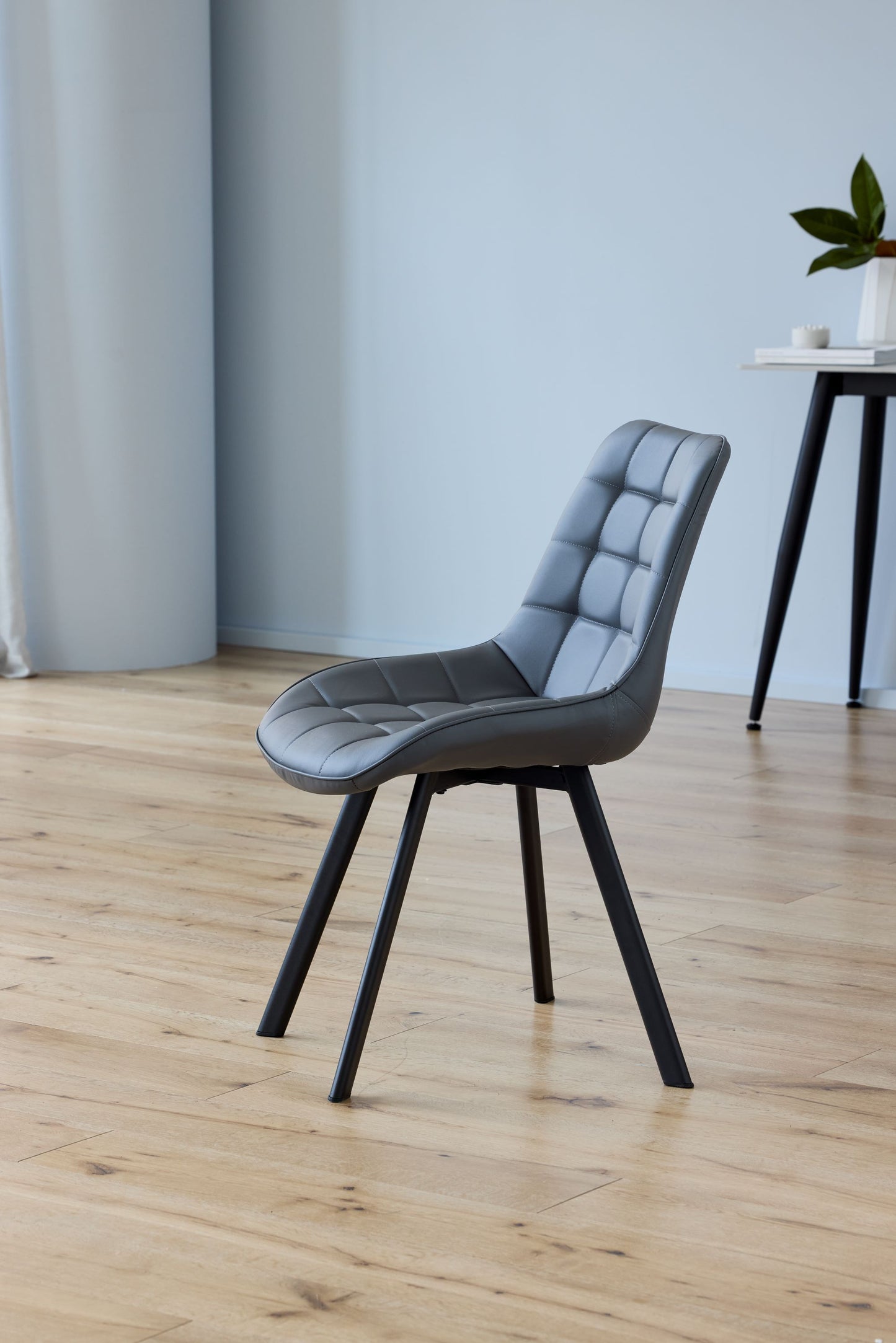 Maverick | Modern Black Dark Grey PU Leather Dining Chairs | Set Of 2 | Dark Grey