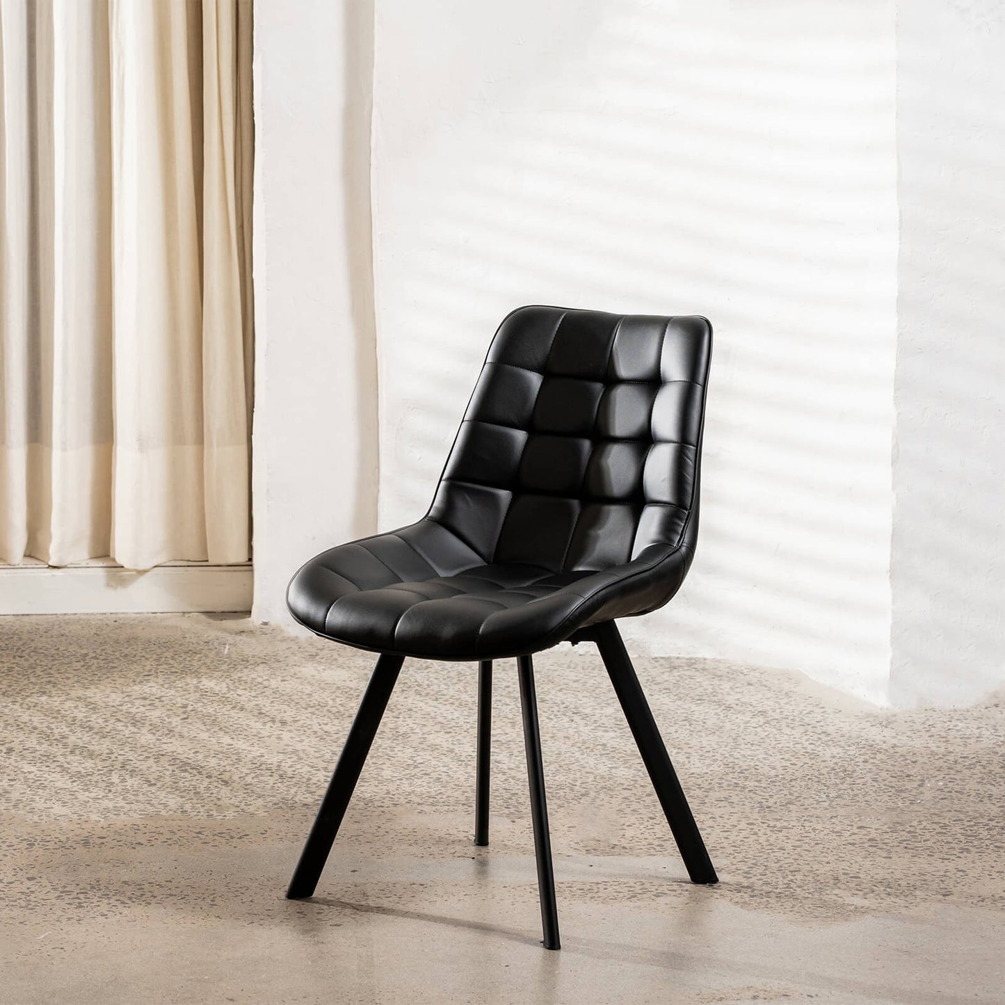 Maverick | Modern Black Dark Grey PU Leather Dining Chairs | Set Of 2 | Black