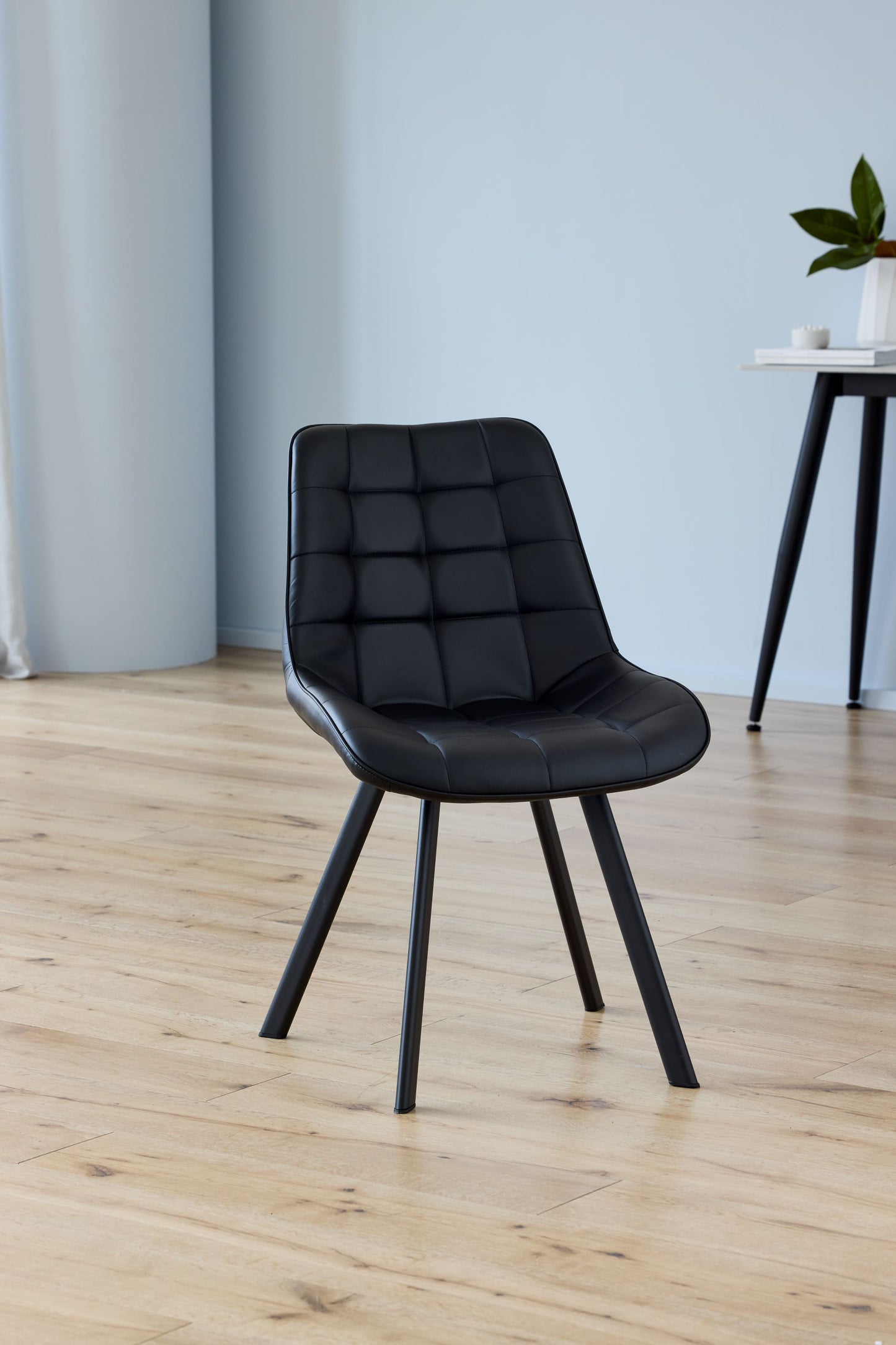 Maverick | Modern Black Dark Grey PU Leather Dining Chairs | Set Of 2 | Black