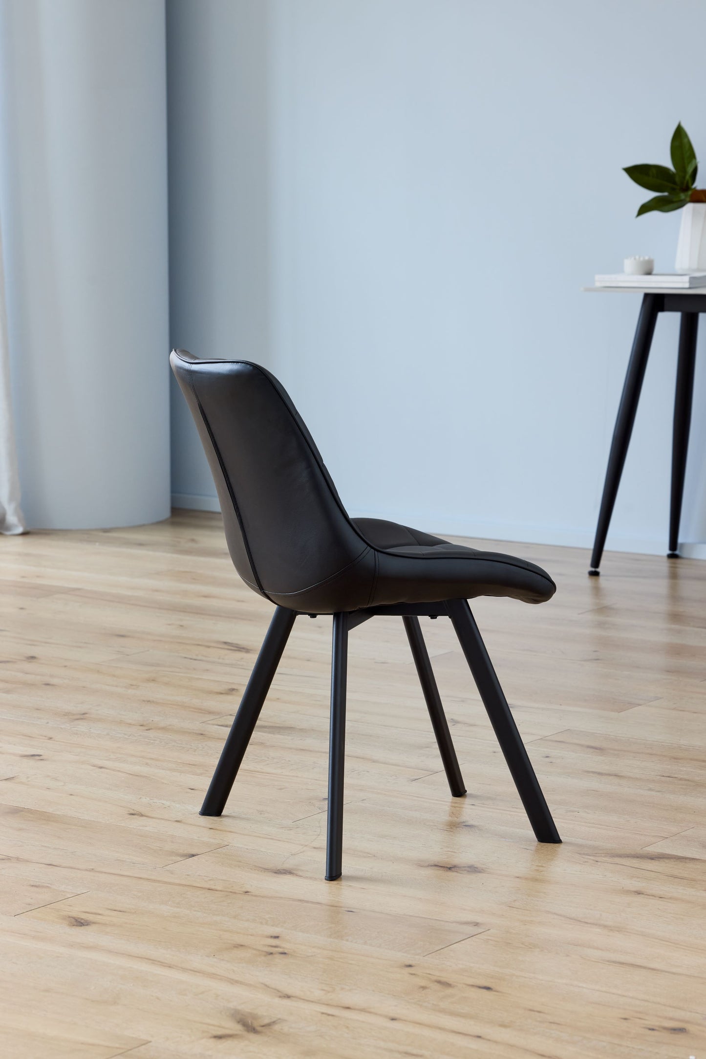 Maverick | Modern Black Dark Grey PU Leather Dining Chairs | Set Of 2 | Black