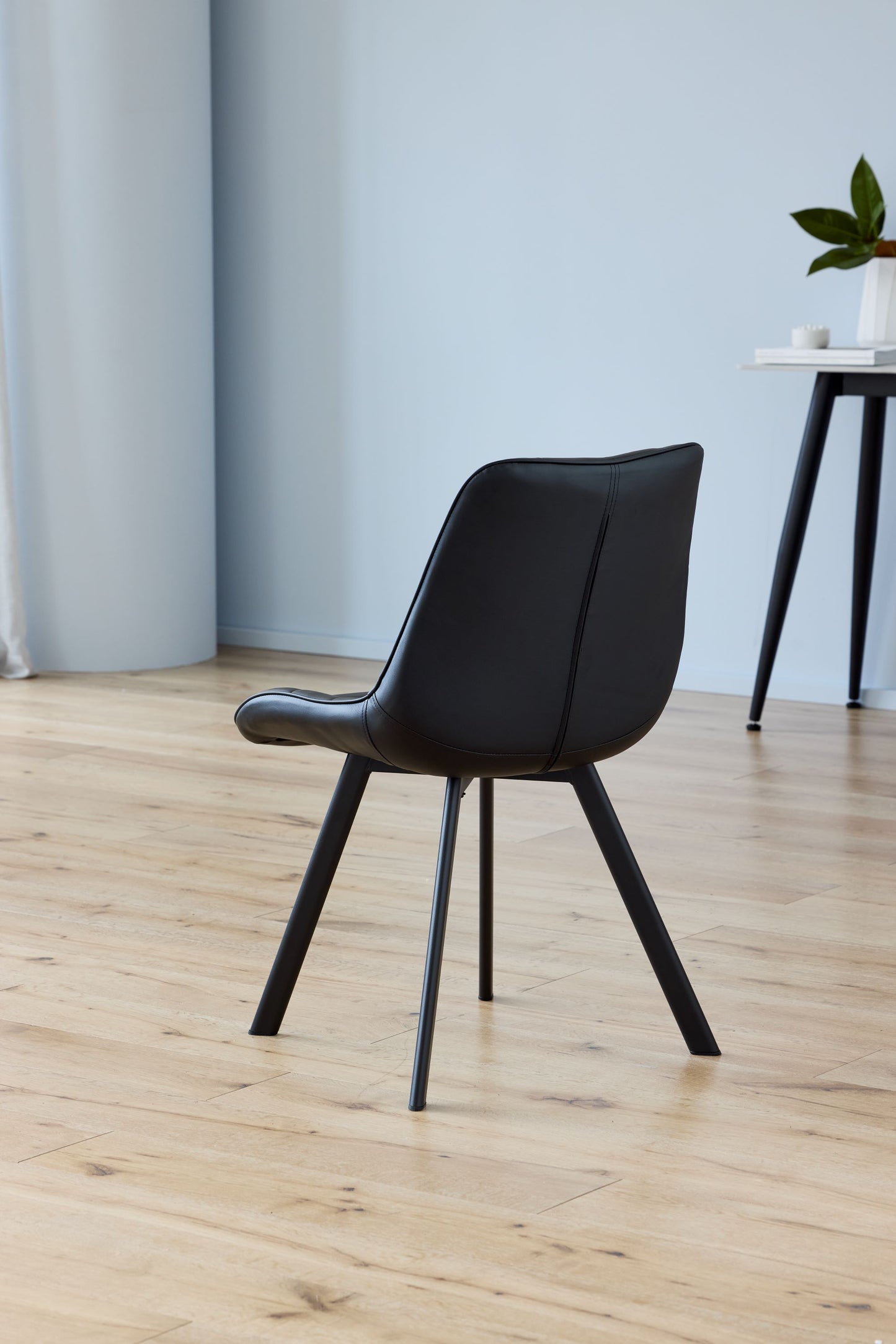 Maverick | Modern Black Dark Grey PU Leather Dining Chairs | Set Of 2 | Black