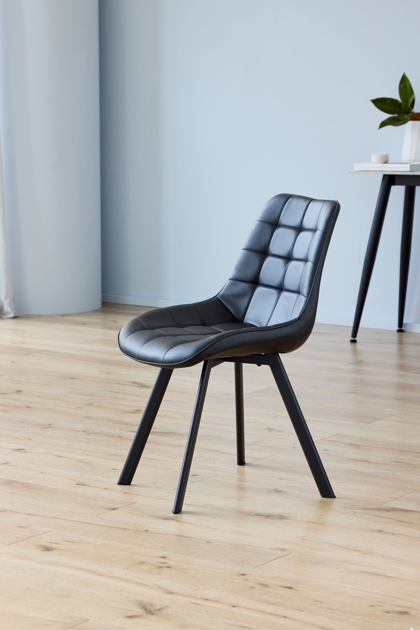 Maverick | Modern Black Dark Grey PU Leather Dining Chairs | Set Of 2 | Black