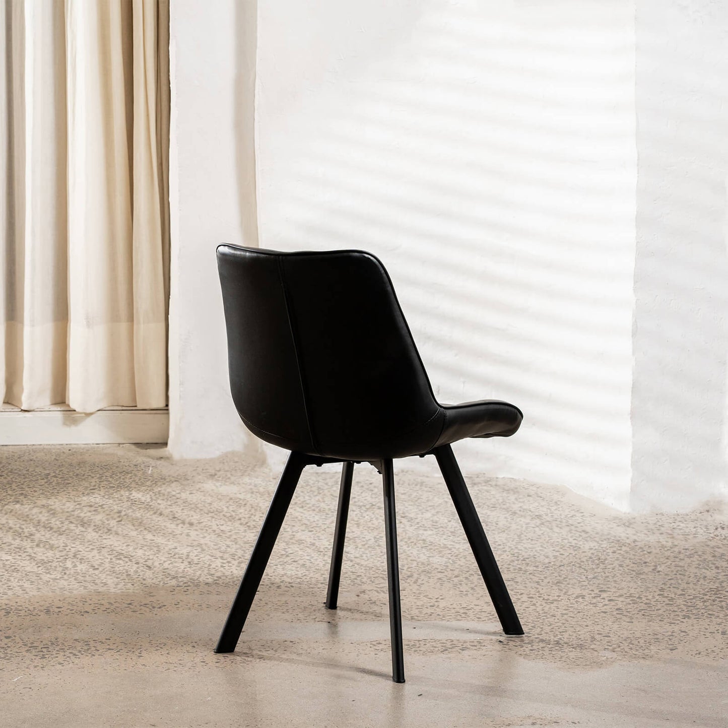 Maverick | Modern Black Dark Grey PU Leather Dining Chairs | Set Of 2 | Black