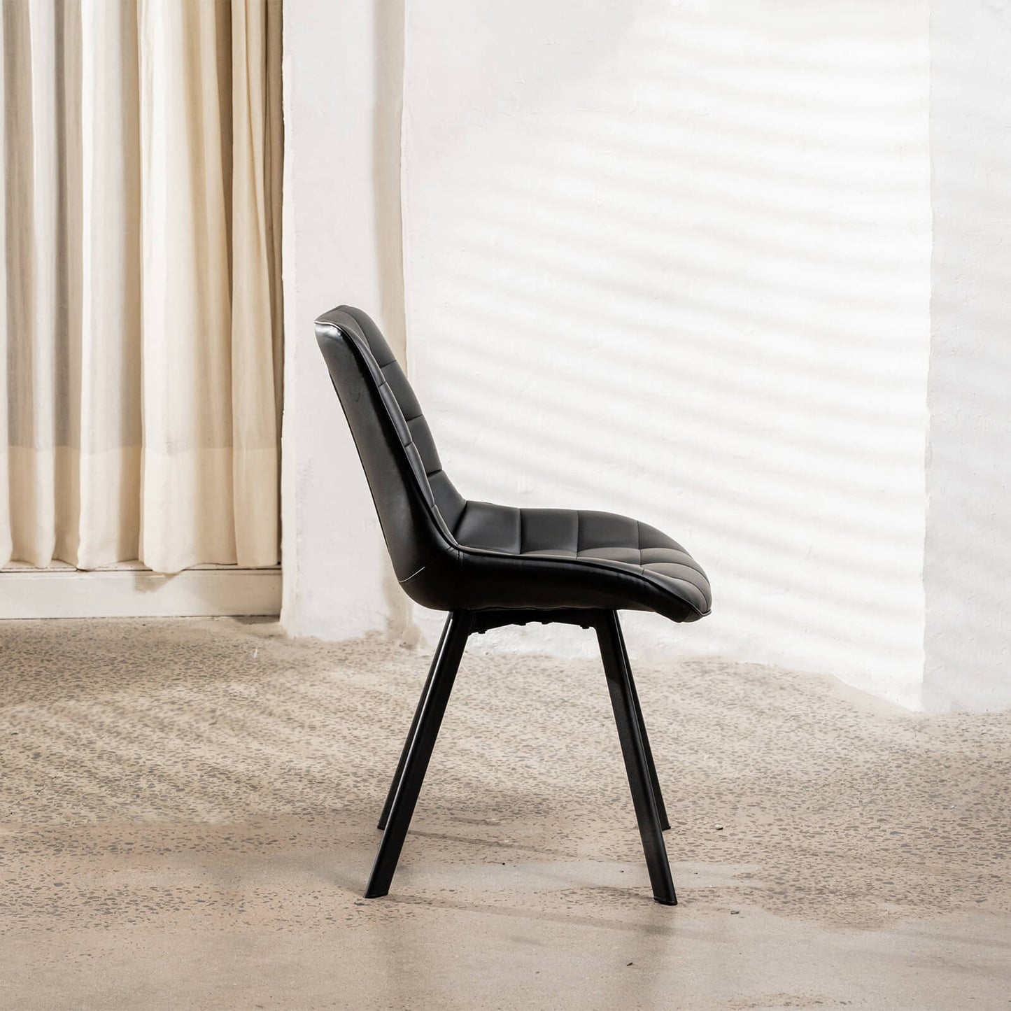 Maverick | Modern Black Dark Grey PU Leather Dining Chairs | Set Of 2 | Black