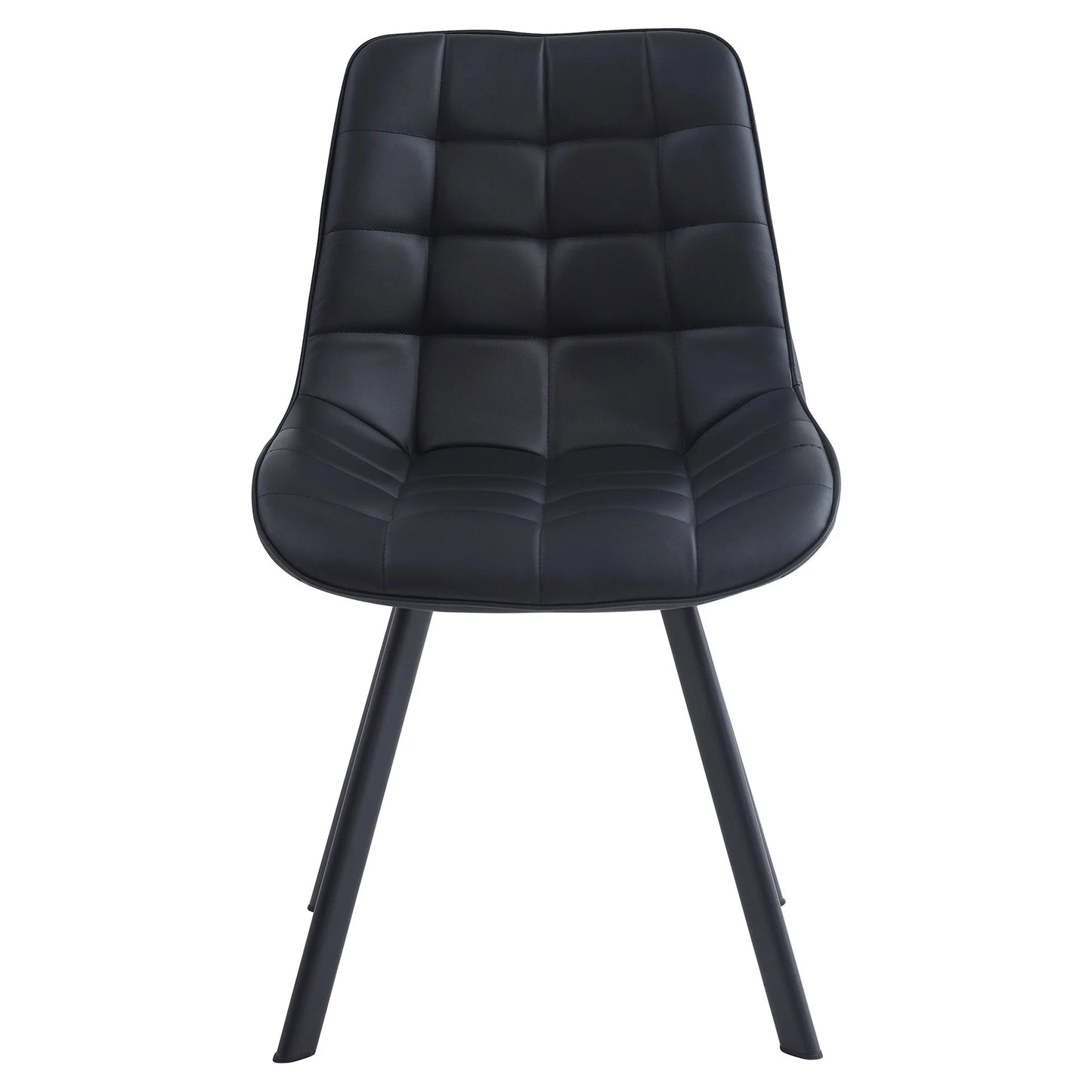 Maverick | Modern Black Dark Grey PU Leather Dining Chairs | Set Of 2 | Black