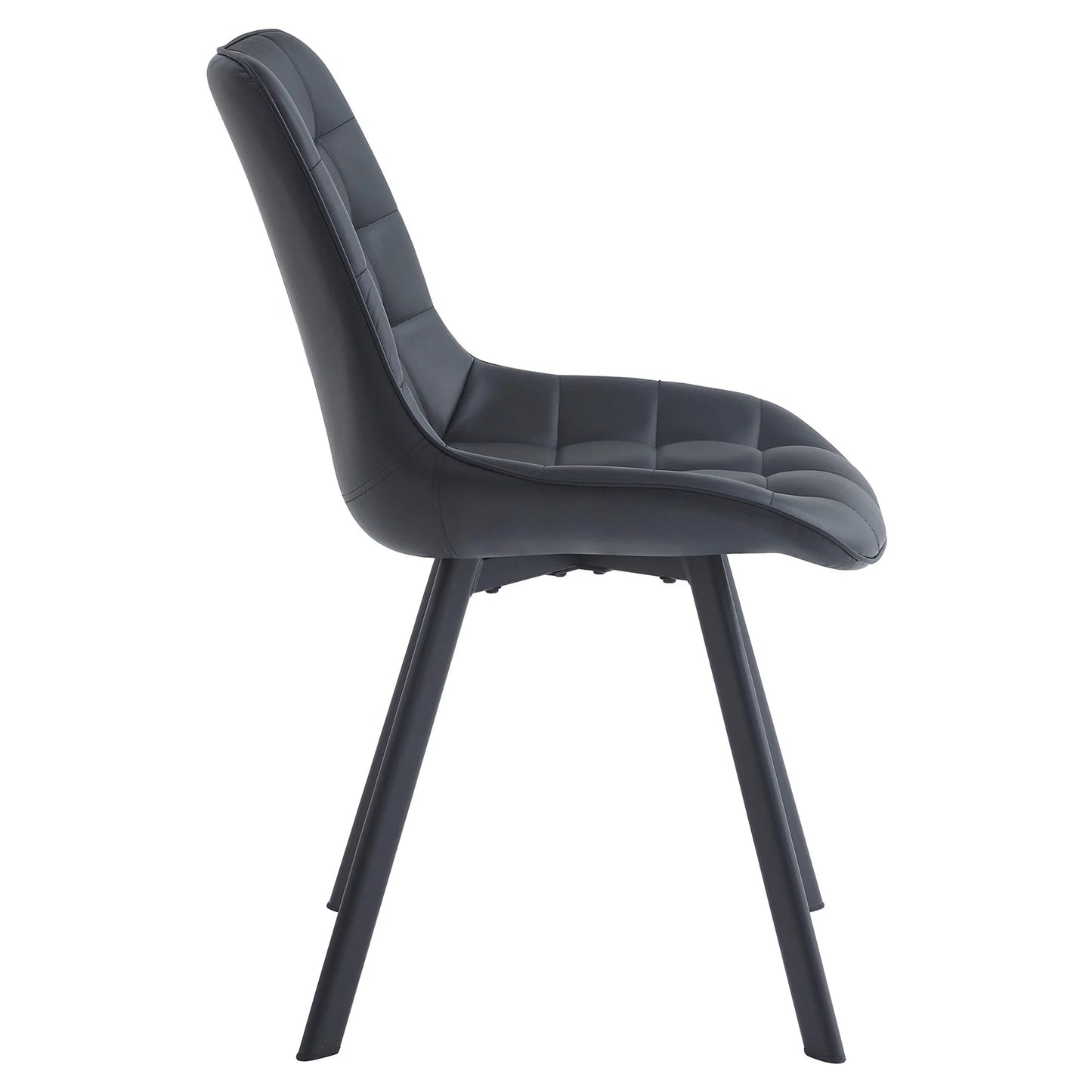 Maverick | Modern Black Dark Grey PU Leather Dining Chairs | Set Of 2 | Black