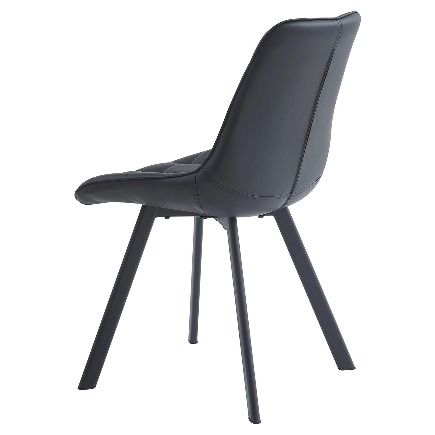Maverick | Modern Black Dark Grey PU Leather Dining Chairs | Set Of 2 | Black