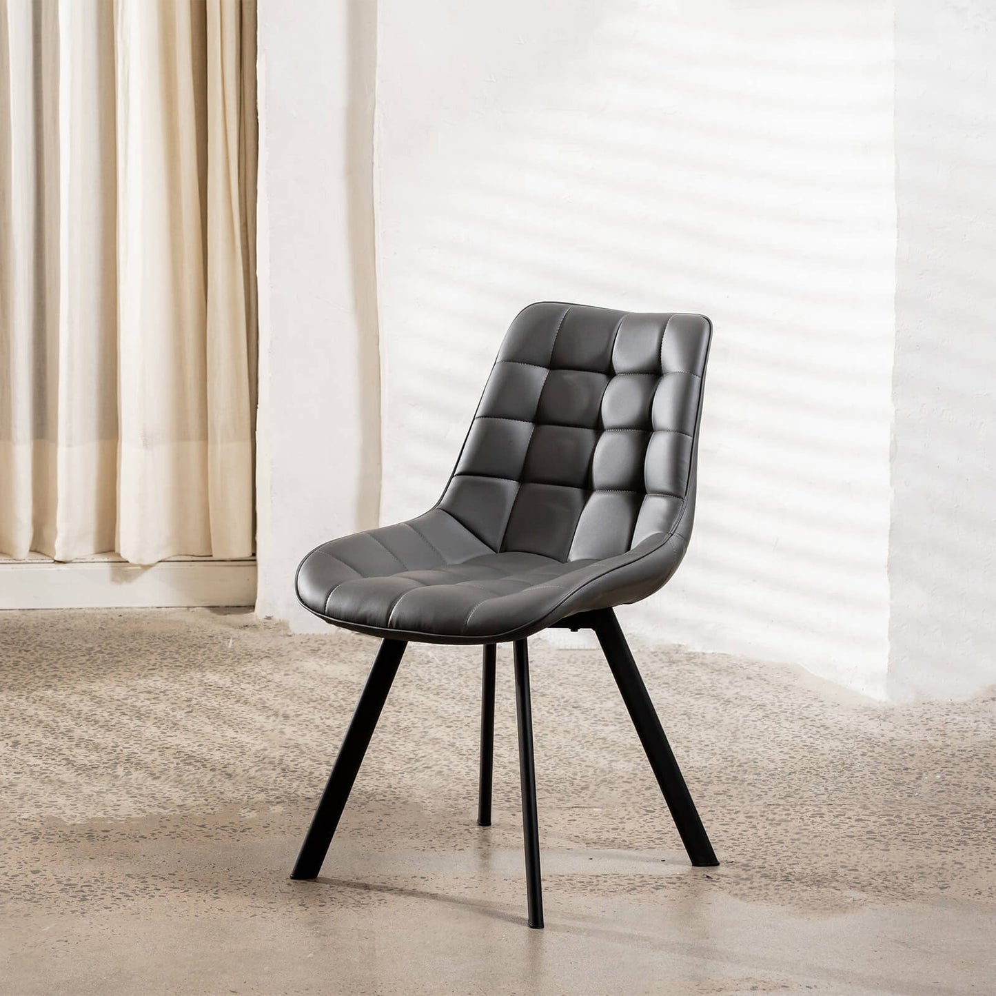 Maverick | Modern Black Dark Grey PU Leather Dining Chairs | Set Of 2 | Dark Grey