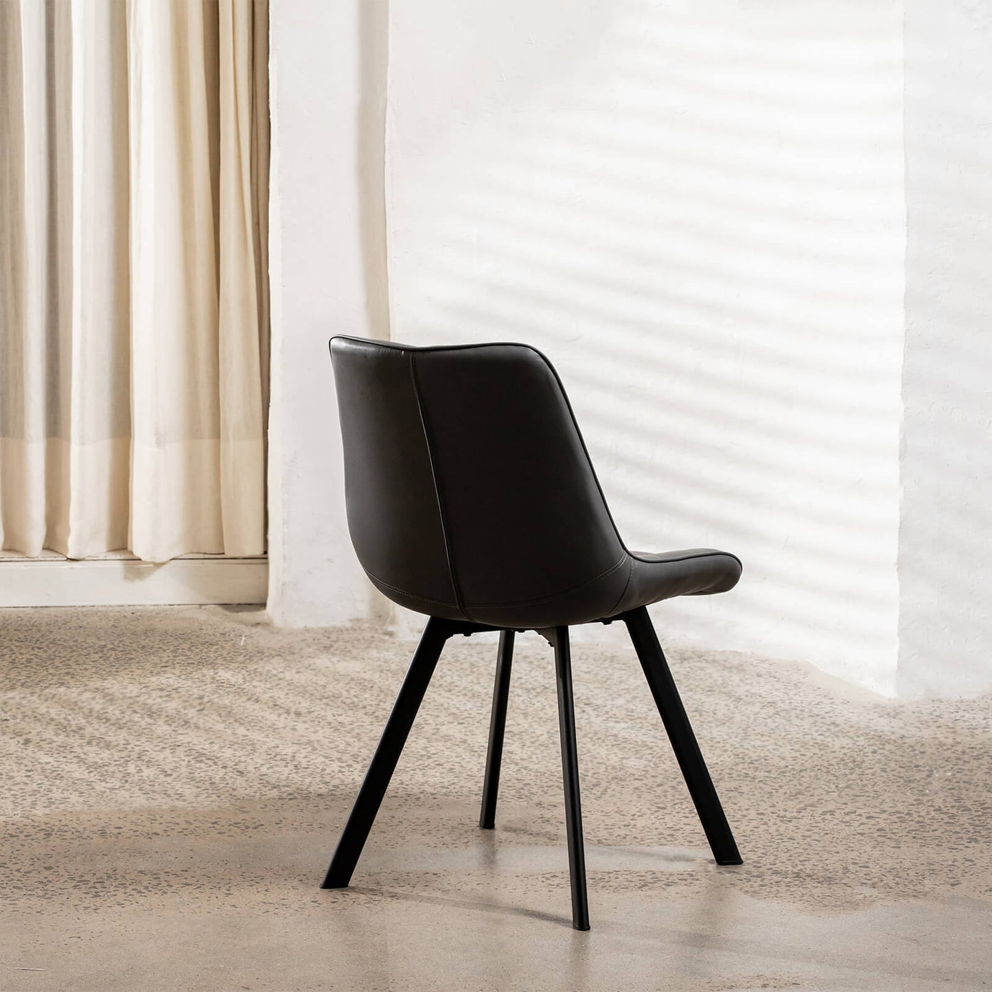 Maverick | Modern Black Dark Grey PU Leather Dining Chairs | Set Of 2 | Dark Grey