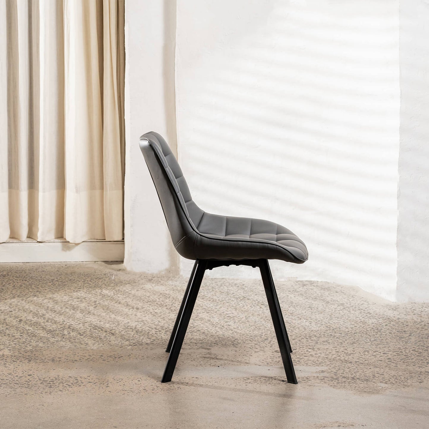 Maverick | Modern Black Dark Grey PU Leather Dining Chairs | Set Of 2 | Dark Grey