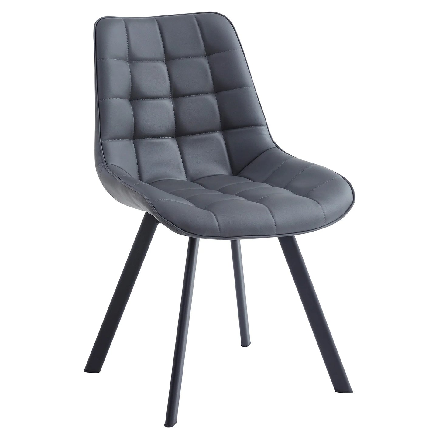 Maverick | Modern Black Dark Grey PU Leather Dining Chairs | Set Of 2 | Dark Grey