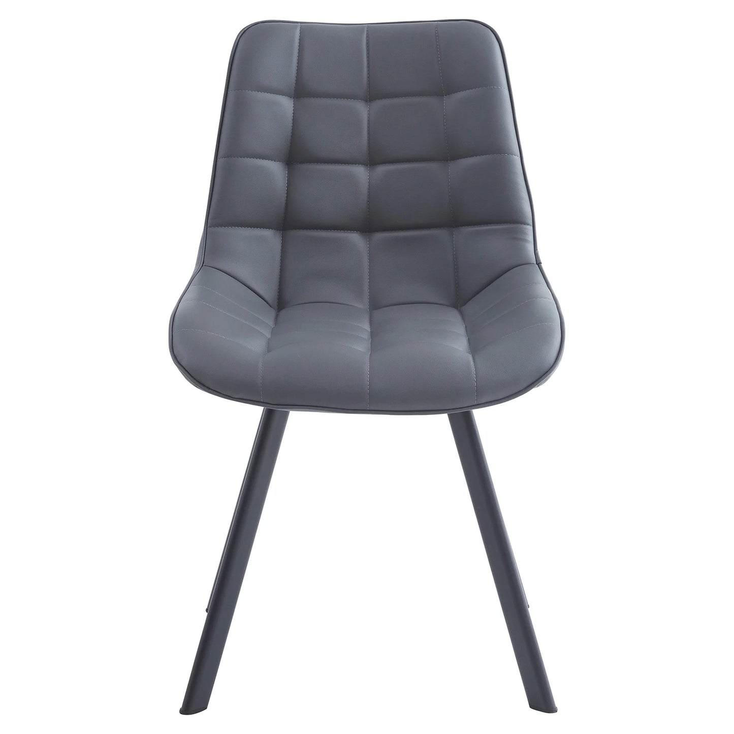Maverick | Modern Black Dark Grey PU Leather Dining Chairs | Set Of 2 | Dark Grey