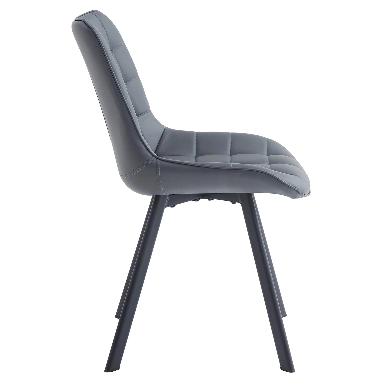 Maverick | Modern Black Dark Grey PU Leather Dining Chairs | Set Of 2 | Dark Grey