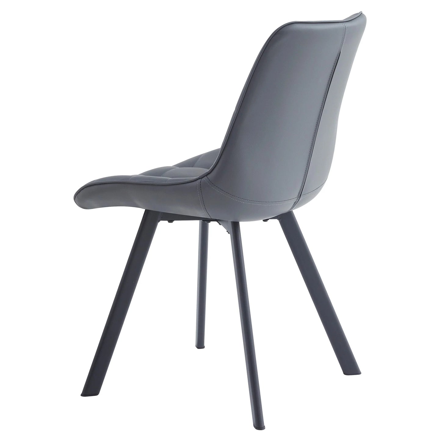 Maverick | Modern Black Dark Grey PU Leather Dining Chairs | Set Of 2 | Dark Grey