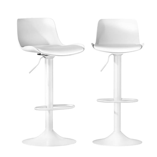 Minerva | Modern White Plastic PU Leather Bar Stools | Set Of 2 | White