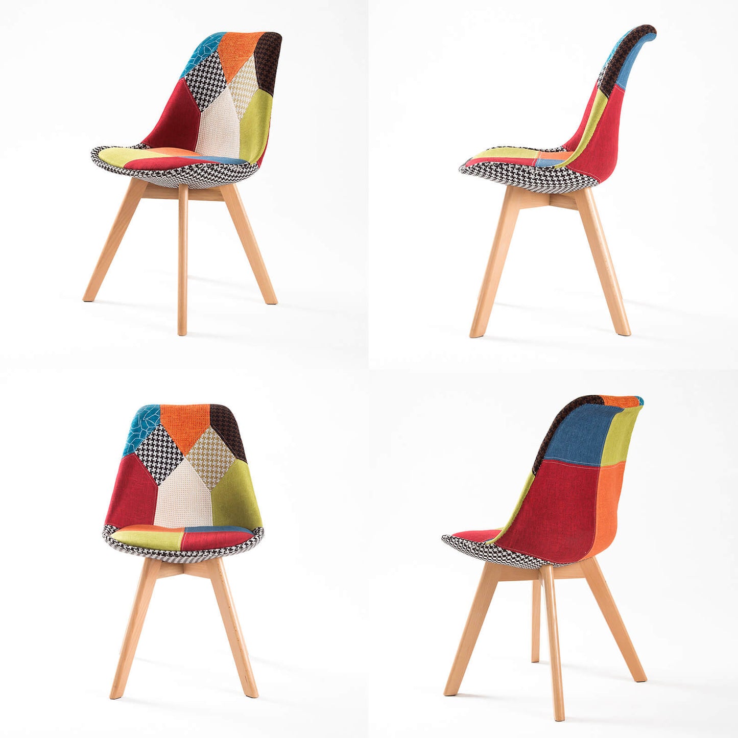 Minerva | Multi Colour Version 2 Fabric Modern Dining Chairs | Set Of 2 | Multi Colour