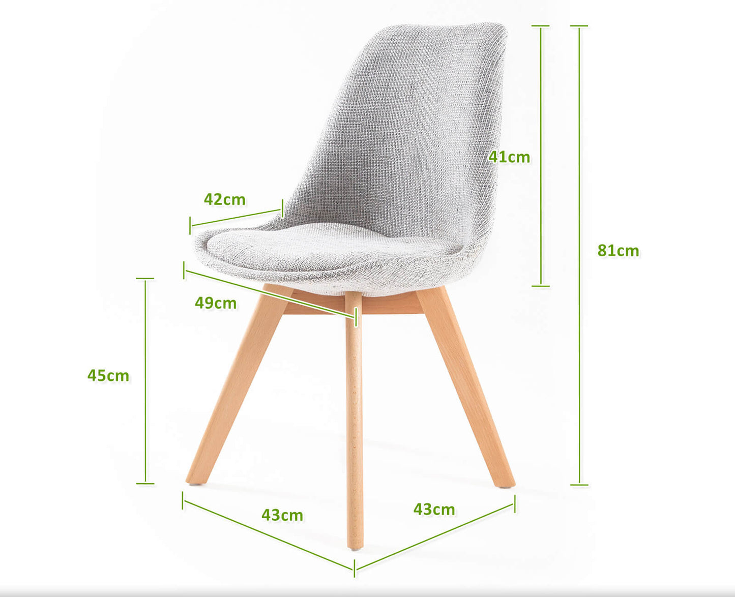 Minerva | Scandinavian Grey Fabric Wooden Dining Chairs | Set Of 2