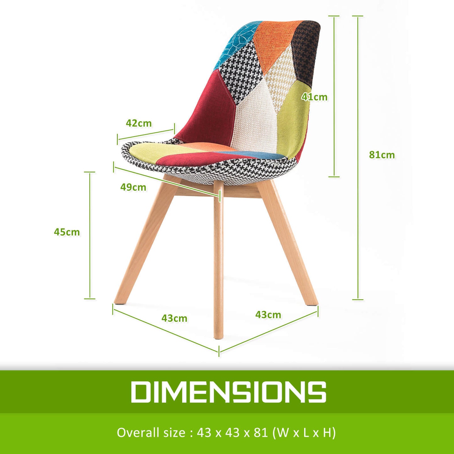 Minerva | Multi Colour Version 2 Fabric Modern Dining Chairs | Set Of 2 | Multi Colour