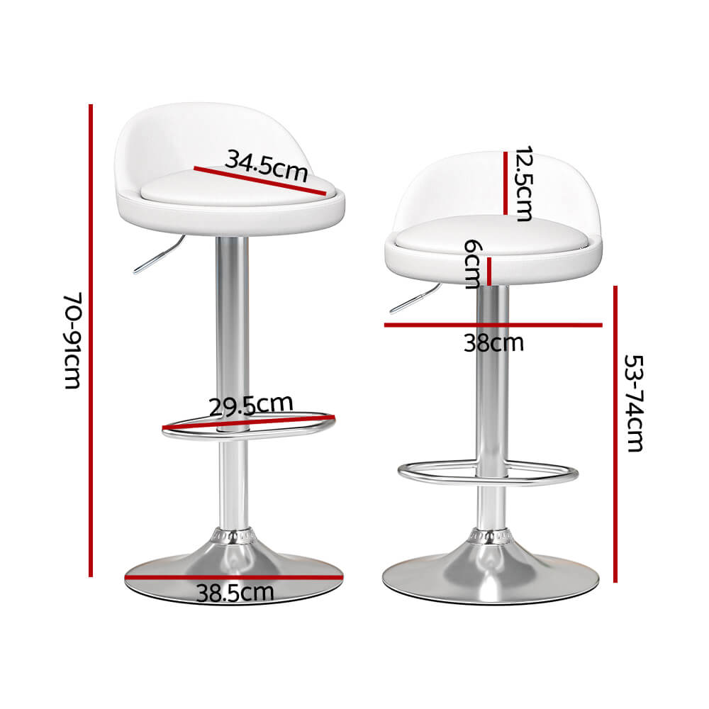 Contemporary Metal White PU Leather Bar Stools
