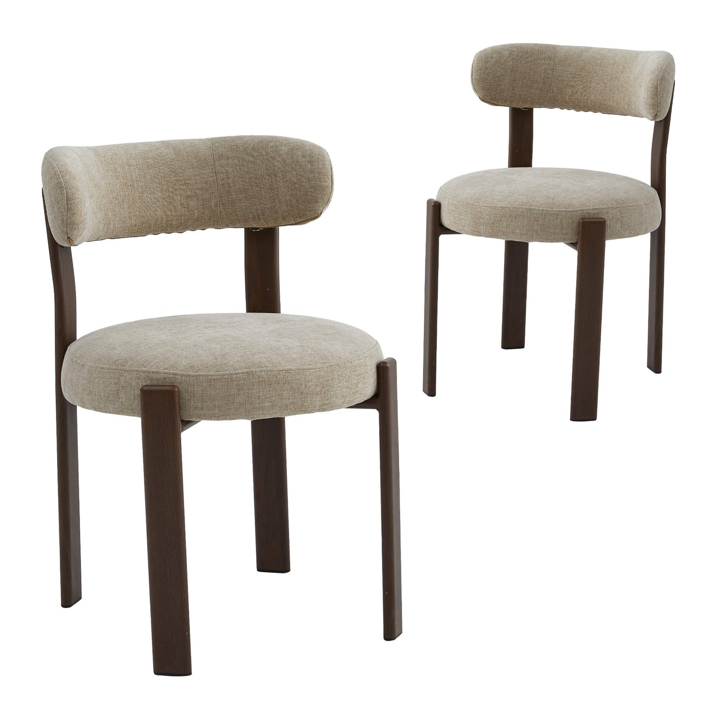 Montessa | Modern Metal Fabric Dining Chairs | Set Of 2 | Beige Walnut