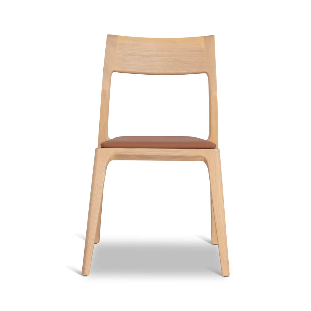 Moresby | Coastal Tan PU Leather Natural Wooden Dining Chairs | Set Of 2 | Tan