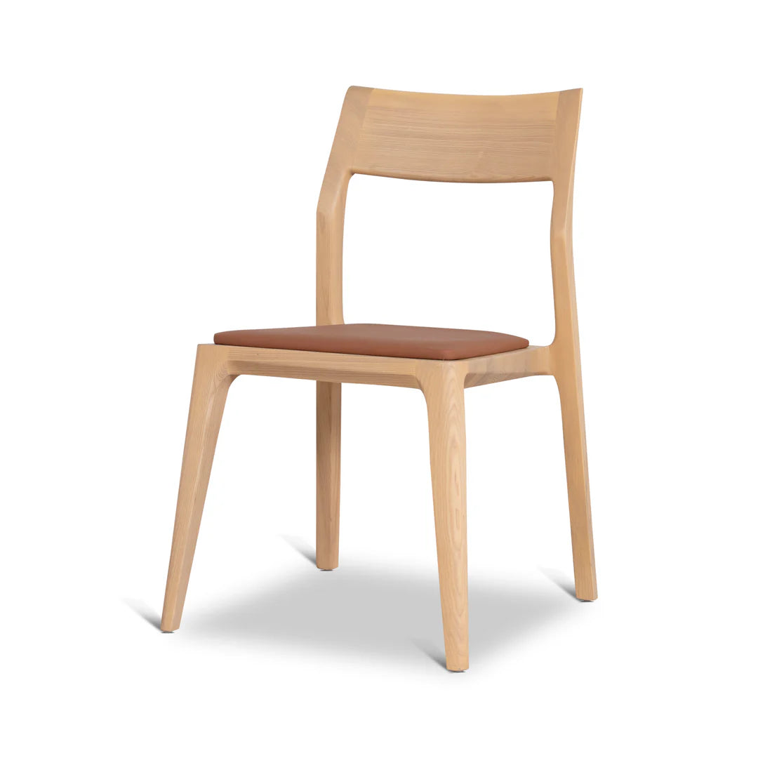 Moresby | Coastal Tan PU Leather Natural Wooden Dining Chairs | Set Of 2 | Tan
