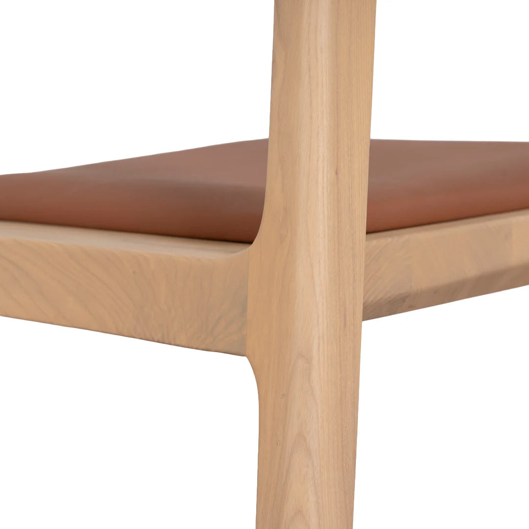 Moresby | Coastal Tan PU Leather Natural Wooden Dining Chairs | Set Of 2 | Tan