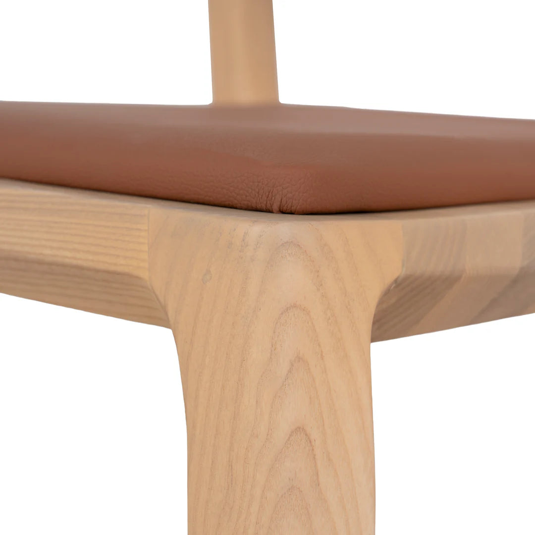 Moresby | Coastal Tan PU Leather Natural Wooden Dining Chairs | Set Of 2 | Tan