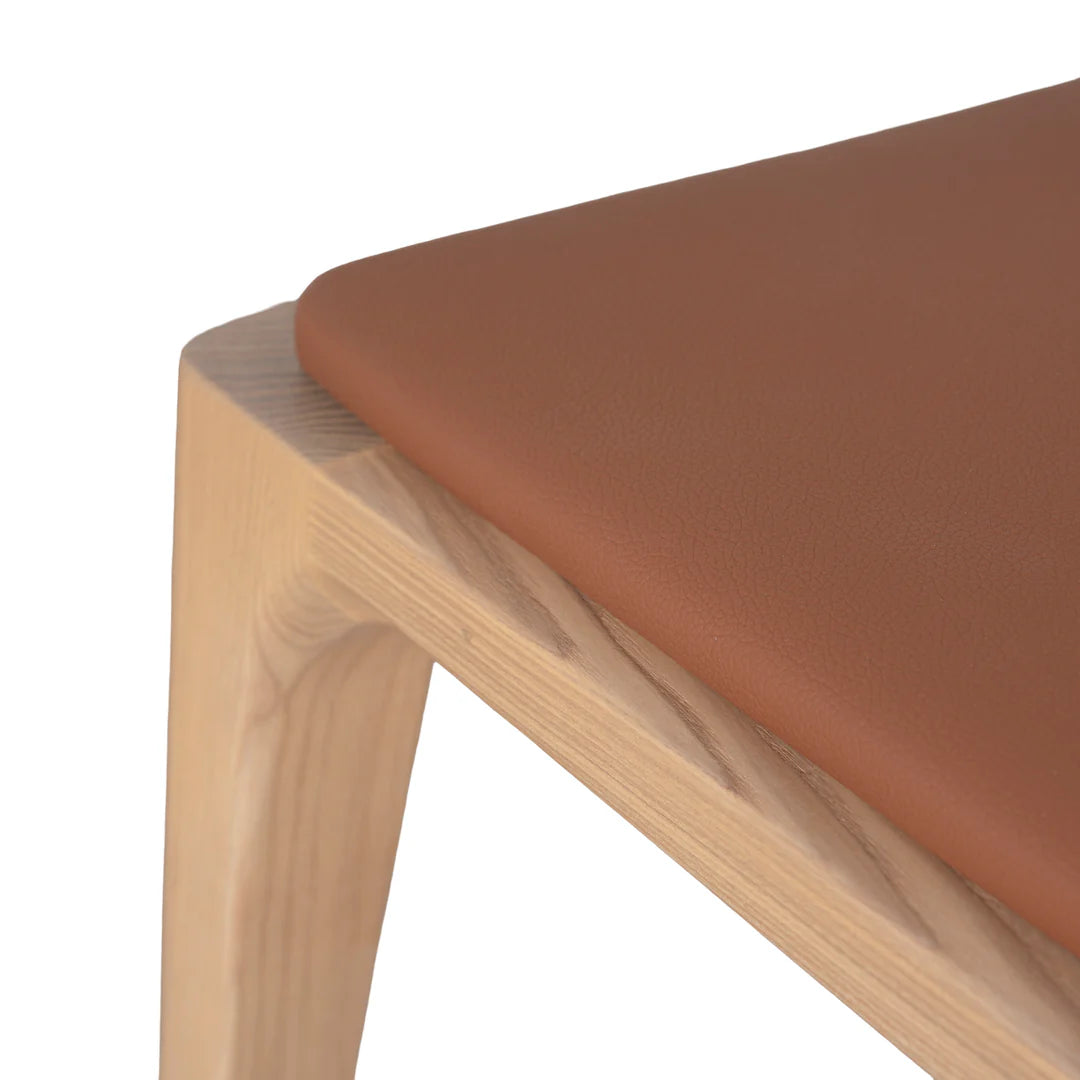 Moresby | Coastal Tan PU Leather Natural Wooden Dining Chairs | Set Of 2 | Tan
