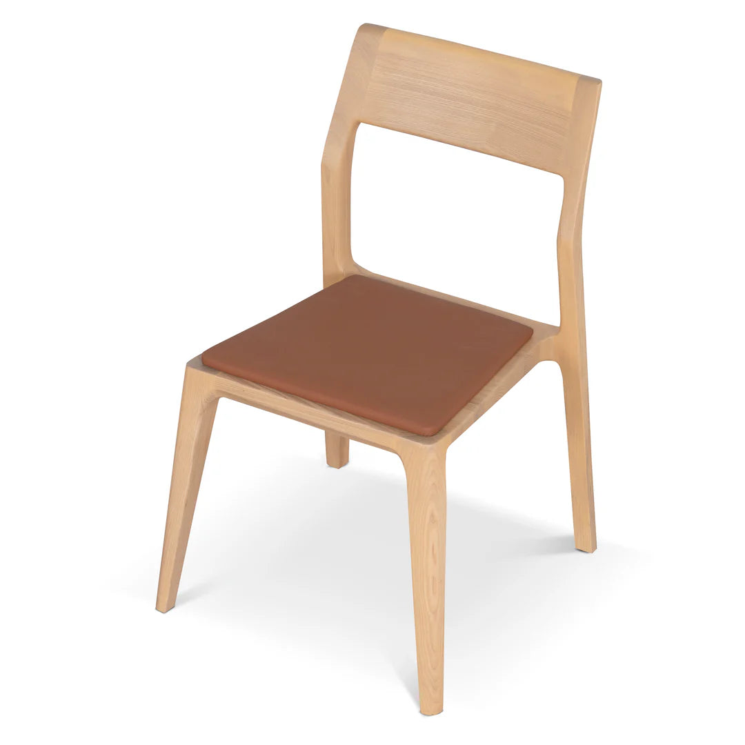 Moresby | Coastal Tan PU Leather Natural Wooden Dining Chairs | Set Of 2 | Tan
