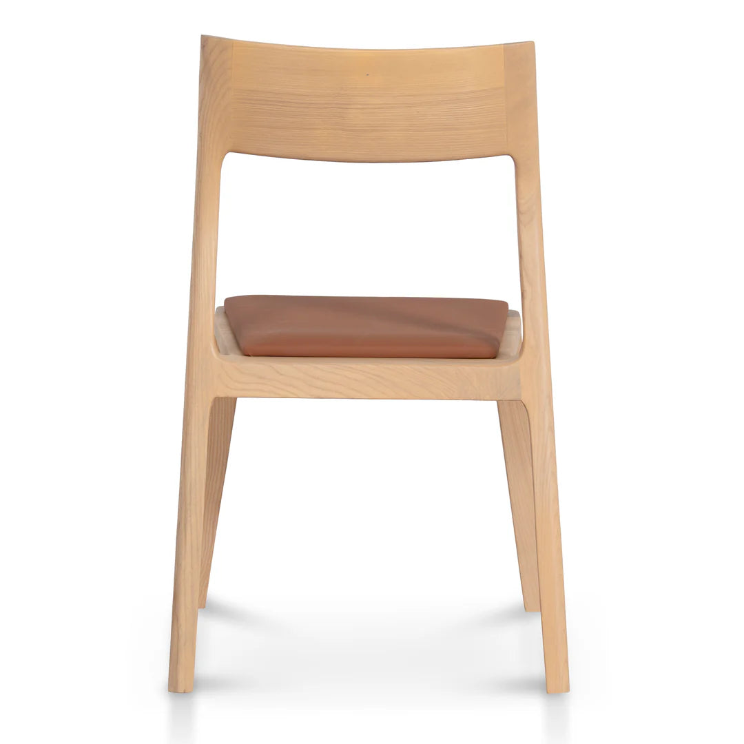 Moresby | Coastal Tan PU Leather Natural Wooden Dining Chairs | Set Of 2 | Tan