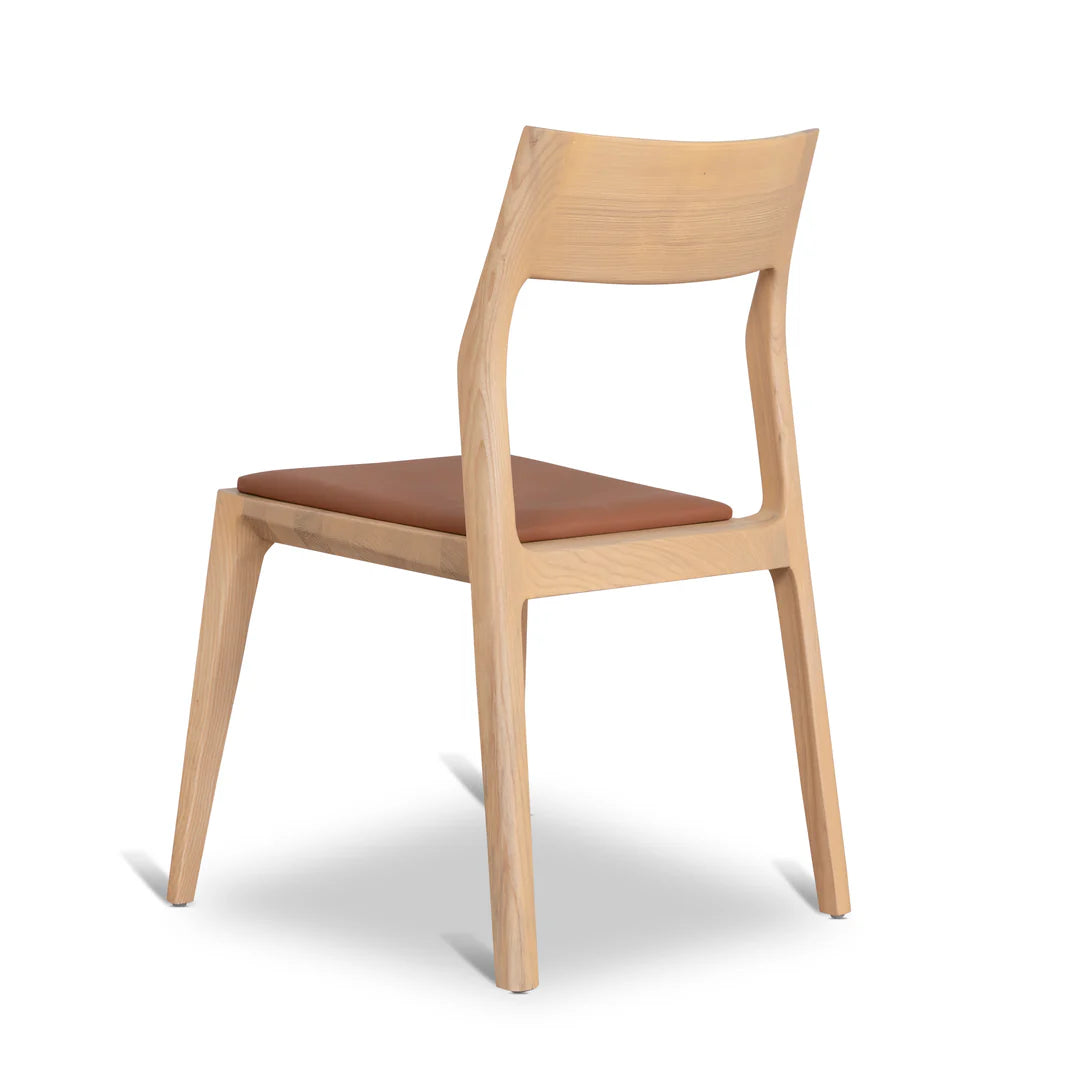 Moresby | Coastal Tan PU Leather Natural Wooden Dining Chairs | Set Of 2 | Tan
