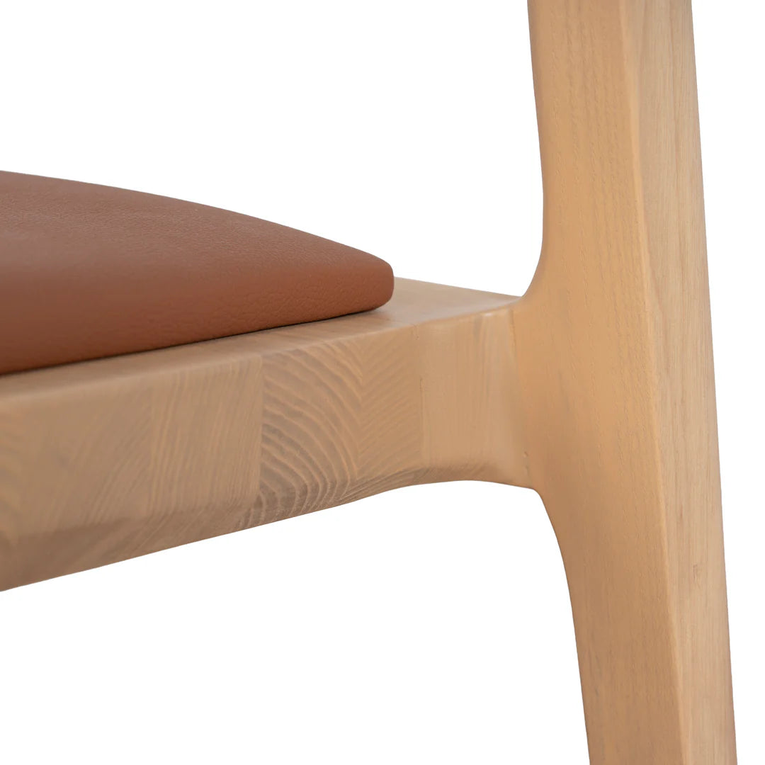 Moresby | Coastal Tan PU Leather Natural Wooden Dining Chairs | Set Of 2 | Tan
