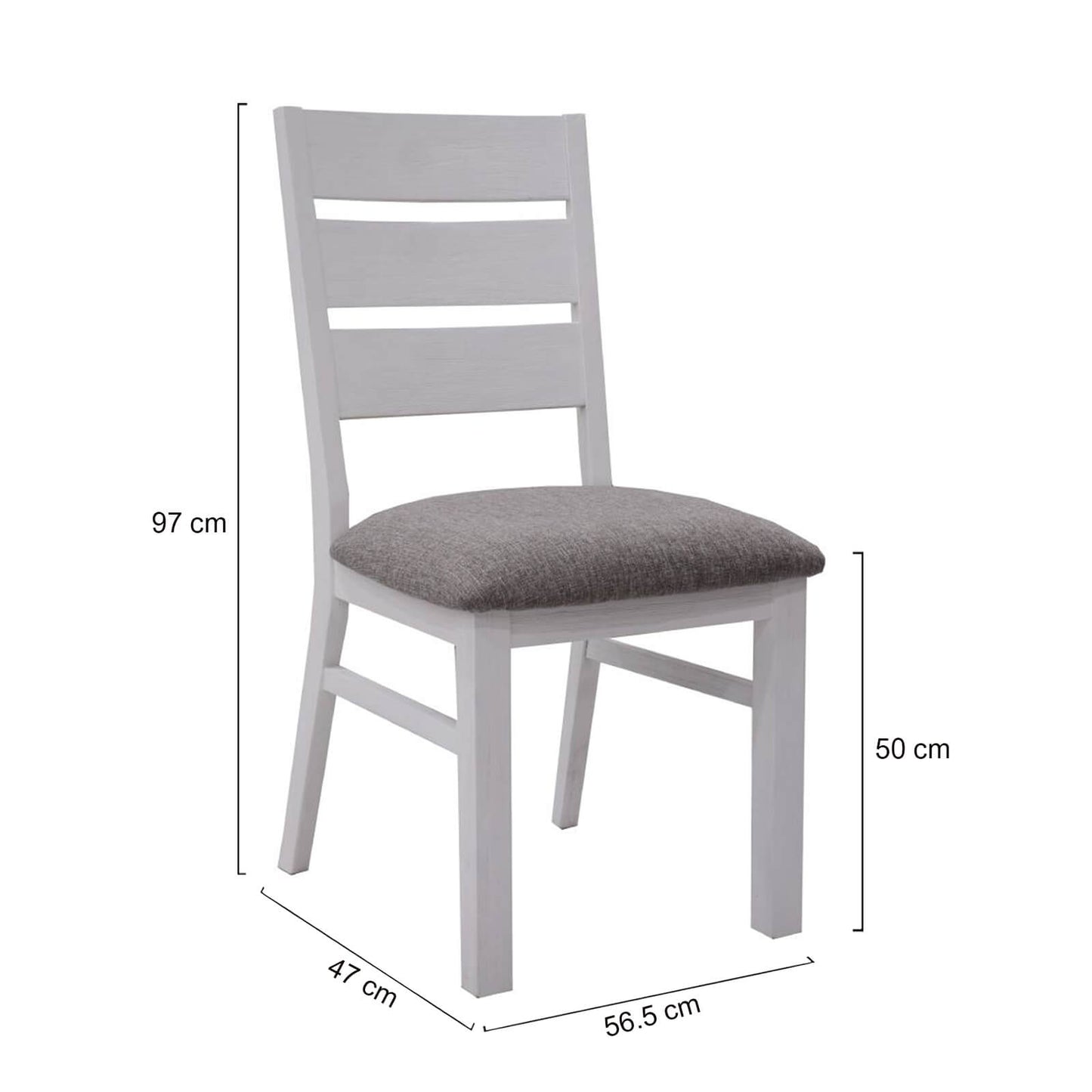 Morton | Farmhouse Grey Fabric Wooden Dining Chairs | Set Of 2 | Brushed White