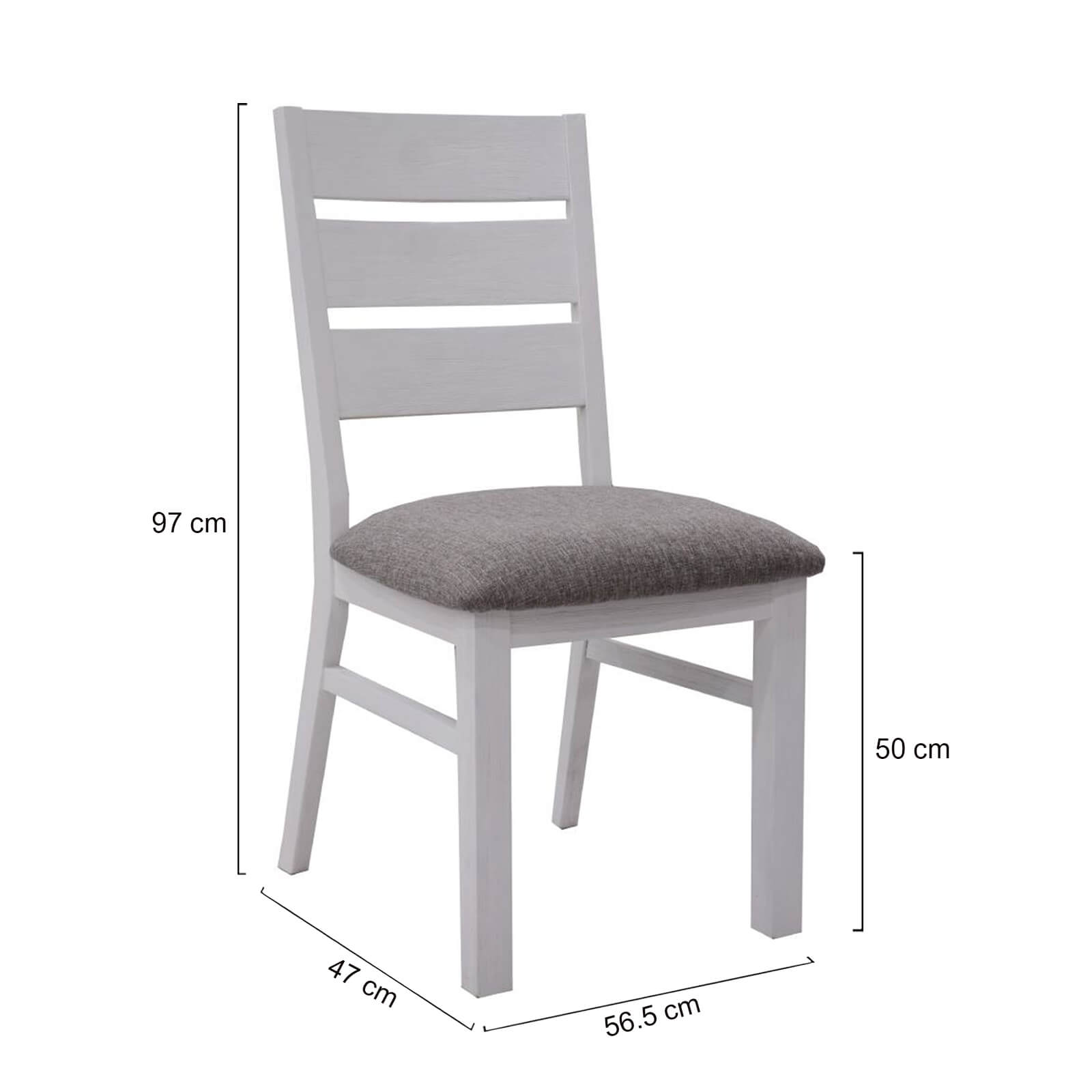 Morton | Farmhouse Grey Fabric Wooden Dining Chairs | Set Of 2 | Brushed White