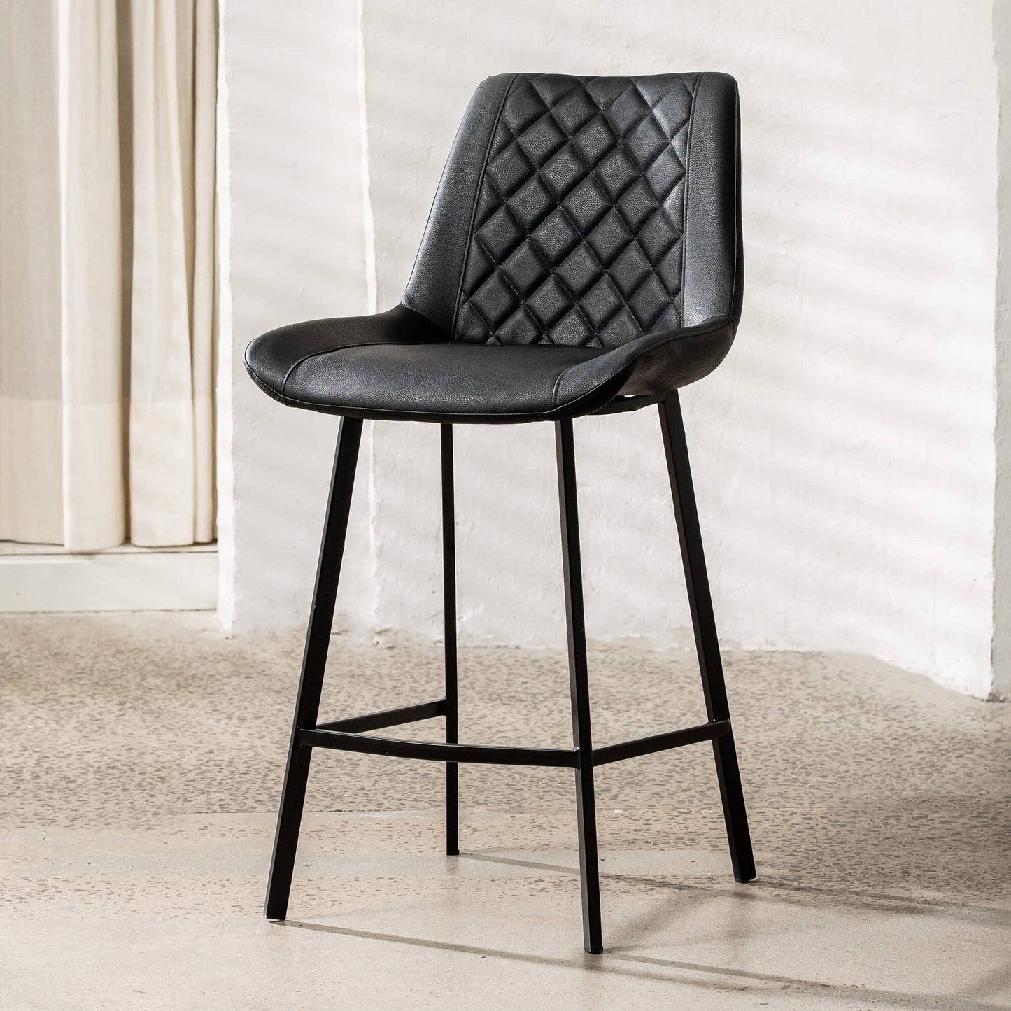 Murchison | Modern Ultra Suede Upholstered Bar Stools | Set Of 2 | Black