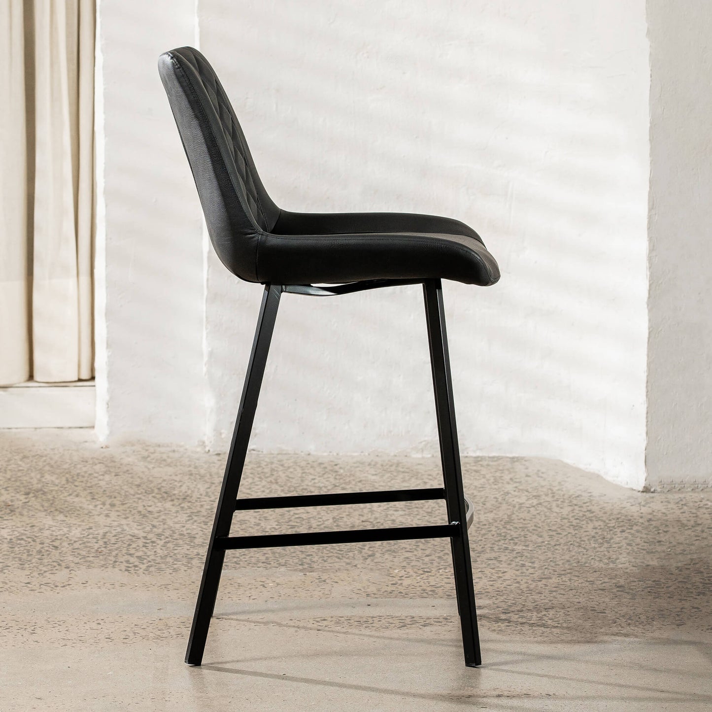 Murchison | Modern Ultra Suede Upholstered Bar Stools | Set Of 2 | Black