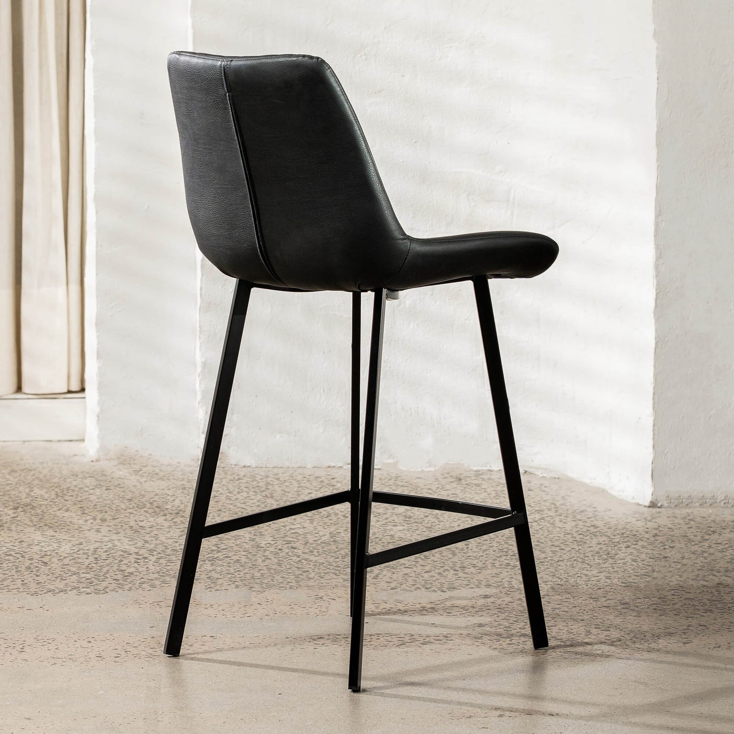 Murchison | Modern Ultra Suede Upholstered Bar Stools | Set Of 2 | Black