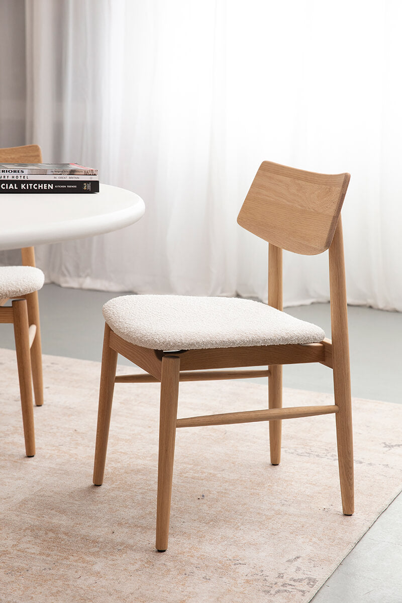 Nantes | Coastal Linen Fabric Natural Wooden Dining Chair