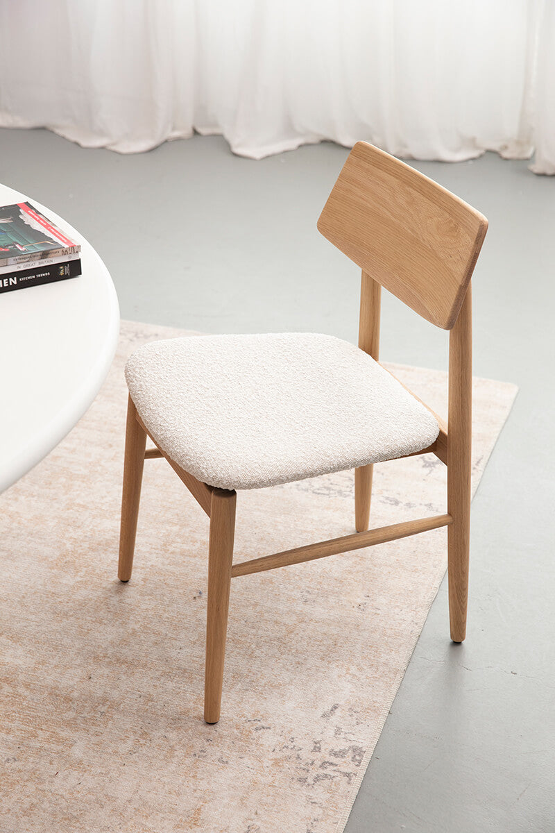 Nantes | Coastal Linen Fabric Natural Wooden Dining Chair