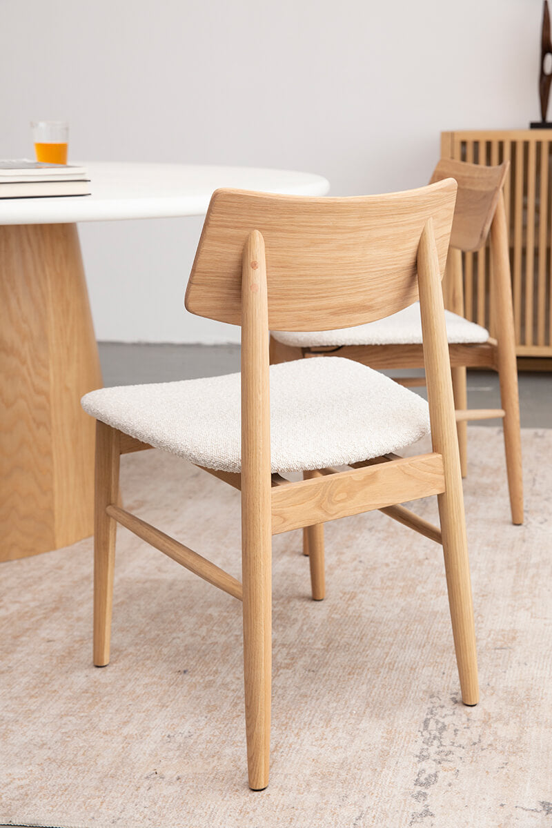 Nantes | Coastal Linen Fabric Natural Wooden Dining Chair