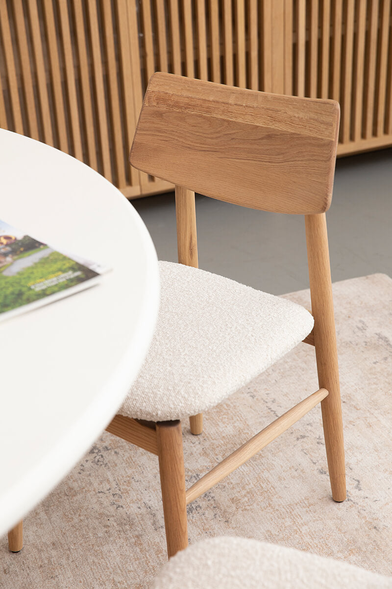 Nantes | Coastal Linen Fabric Natural Wooden Dining Chair
