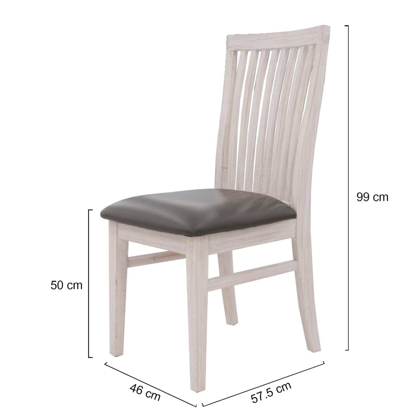 Noble | Farmhouse Grey PU Leather Wooden Dining Chairs | Set Of 2 | White Wash