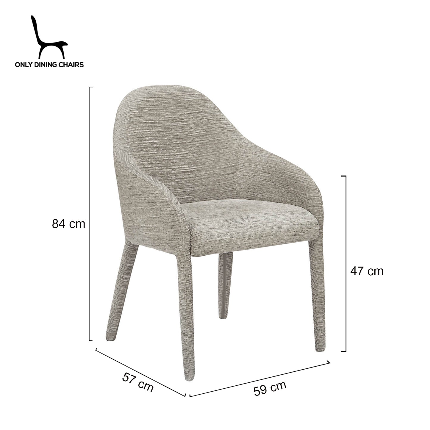 Modern Natural Grey Fabric Dining Chairs With Arms