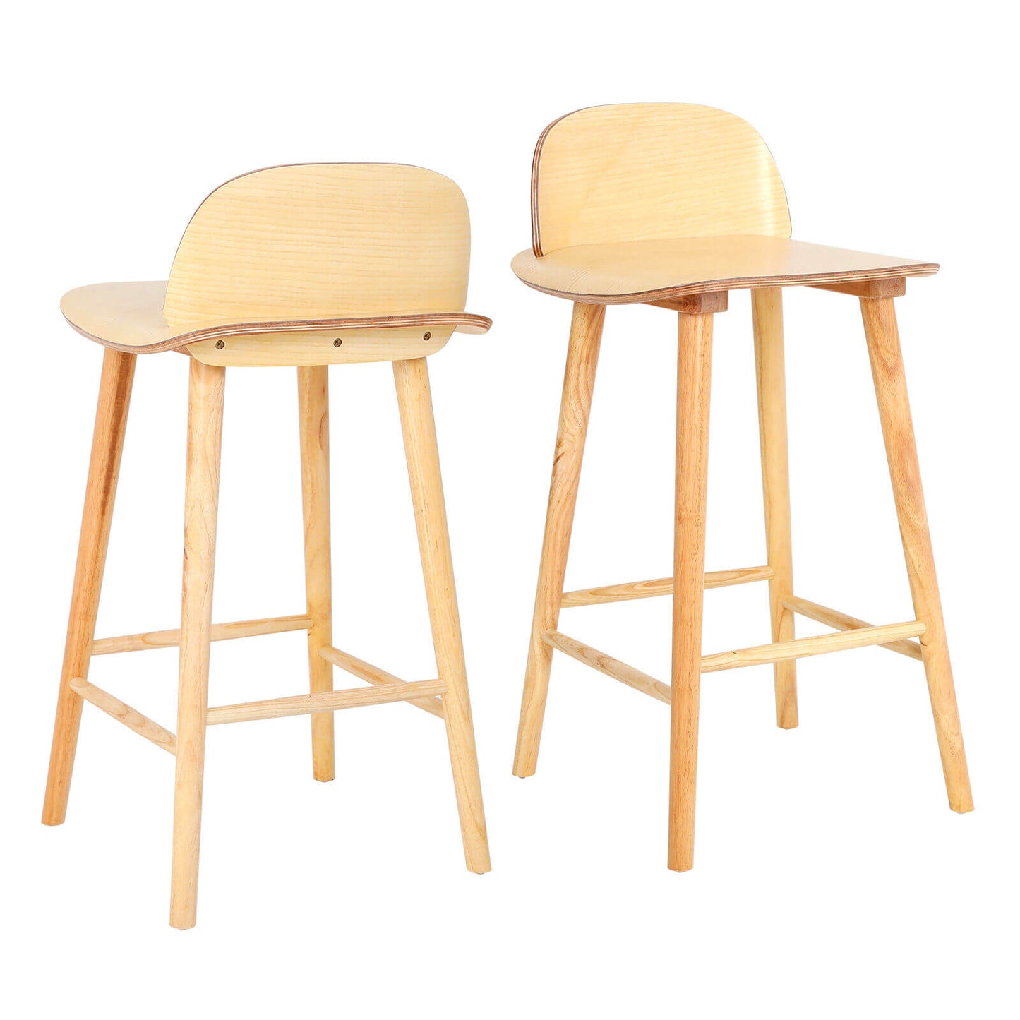 Natural Modern Scandinavian Style 65cm Wooden Bar Stools | Natural