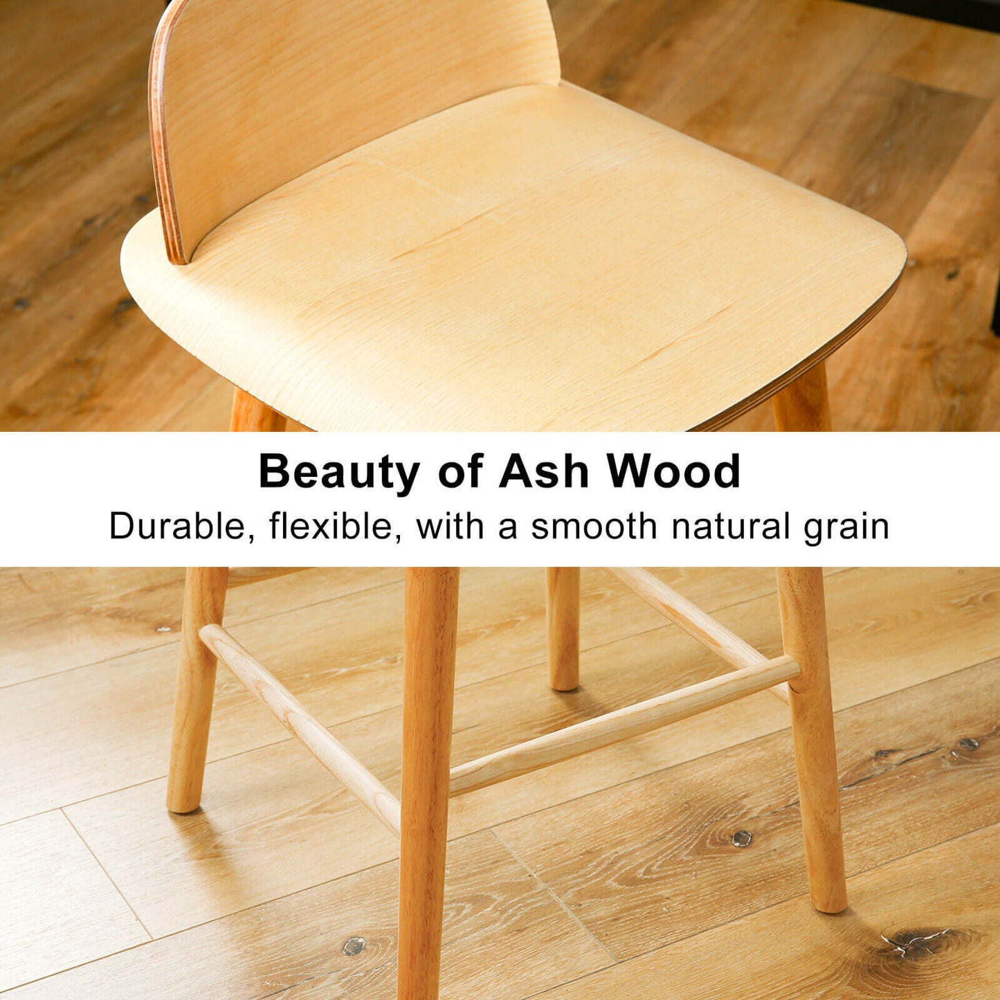 Natural Modern Scandinavian Style 65cm Wooden Bar Stools | Natural
