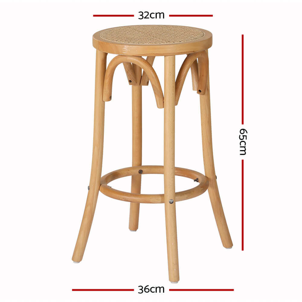 Oak Park | Country Coastal Natural Rattan Wooden Bar Stool | Natural