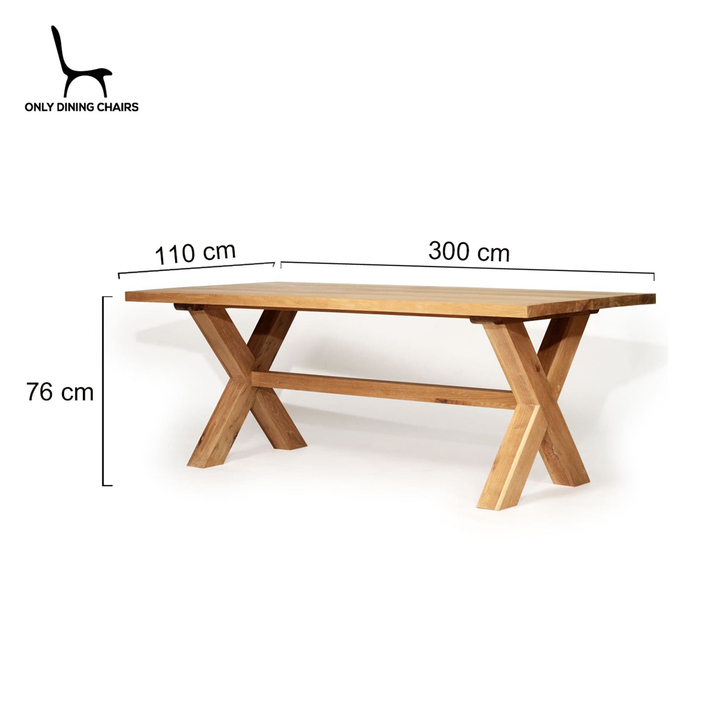 Oakhaven | 3m Natural Oak Wooden Rectangular Dining Table