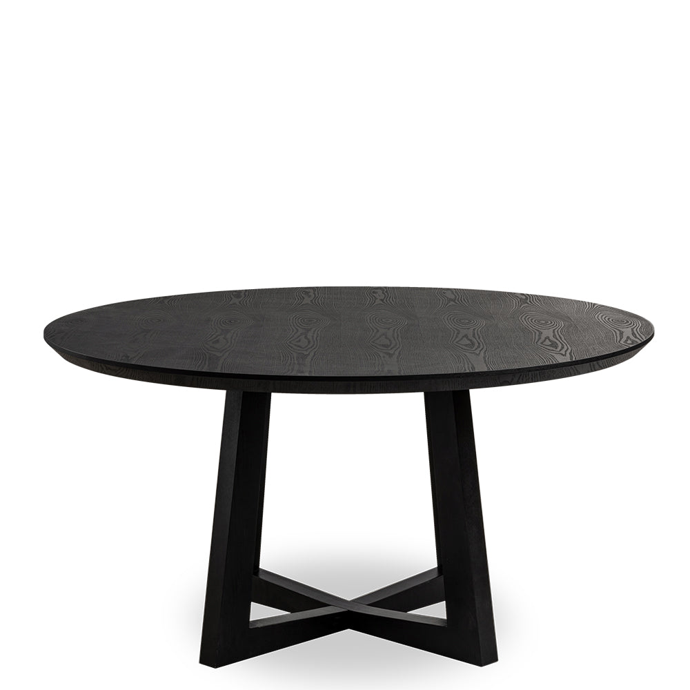 Oceanside | Coastal 1.5m Round Wooden Dining Table | Black