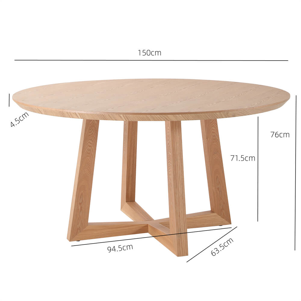 Oceanside | Coastal 1.5m Round Wooden Dining Table | Natural